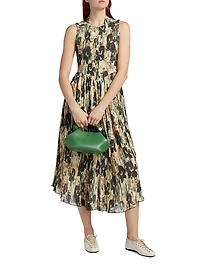 Floral Smocked Pleat Midi-Dress