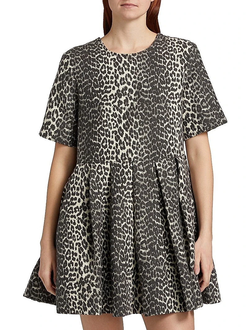 Leopard Cotton Tweed Minidress