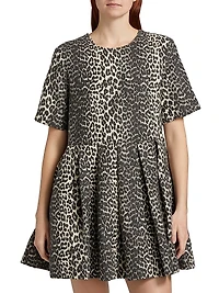 Leopard Cotton Tweed Minidress