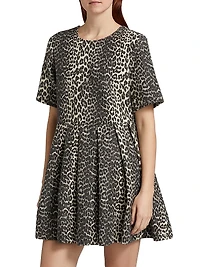 Leopard Cotton Tweed Minidress
