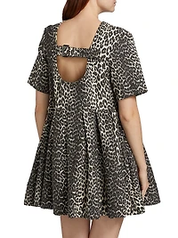Leopard Cotton Tweed Minidress
