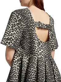 Leopard Cotton Tweed Minidress