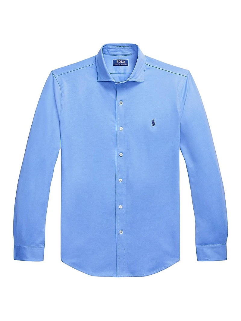 Jersey Spread-Collar Shirt