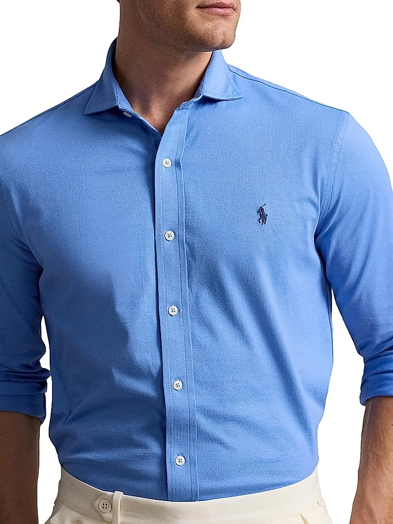 Jersey Spread-Collar Shirt