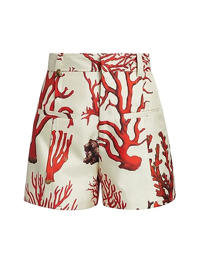 Venetian Coral High-Waisted Shorts