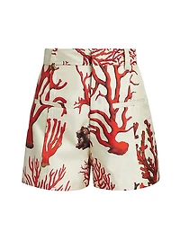 Venetian Coral High-Waisted Shorts