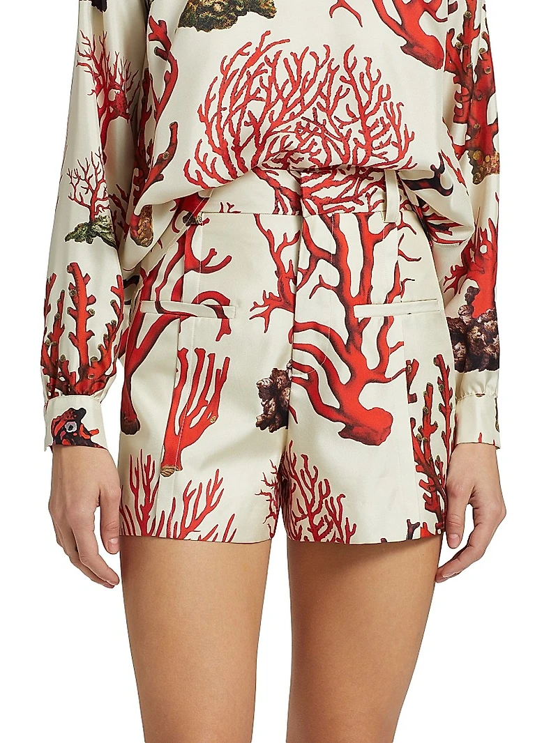 Venetian Coral High-Waisted Shorts