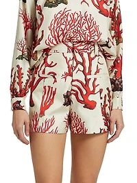 Venetian Coral High-Waisted Shorts