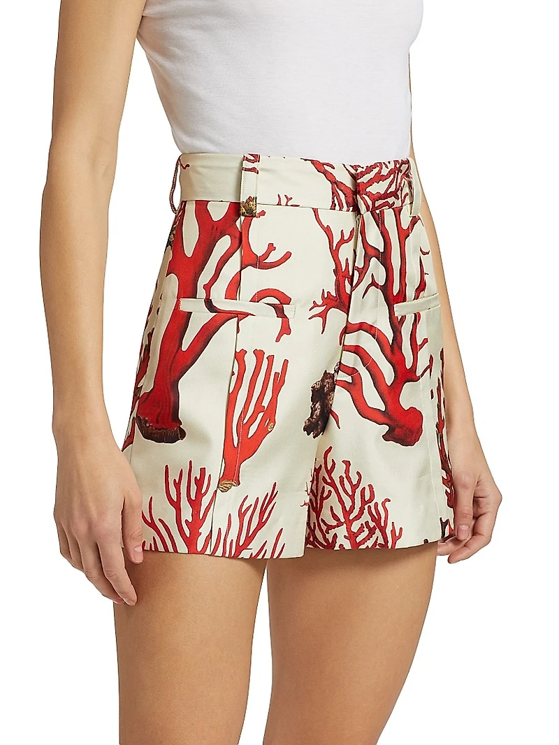 Venetian Coral High-Waisted Shorts