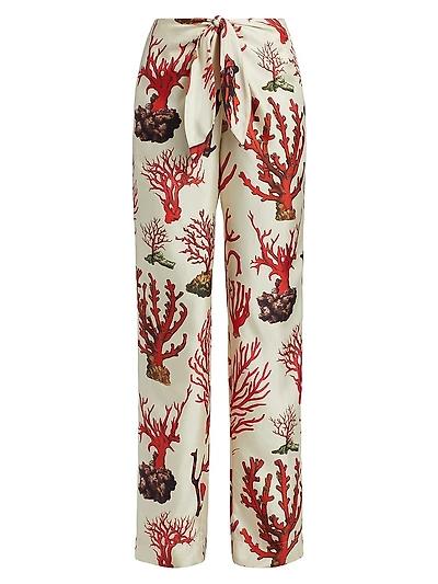Venetian Coral Tie-Waist Pants