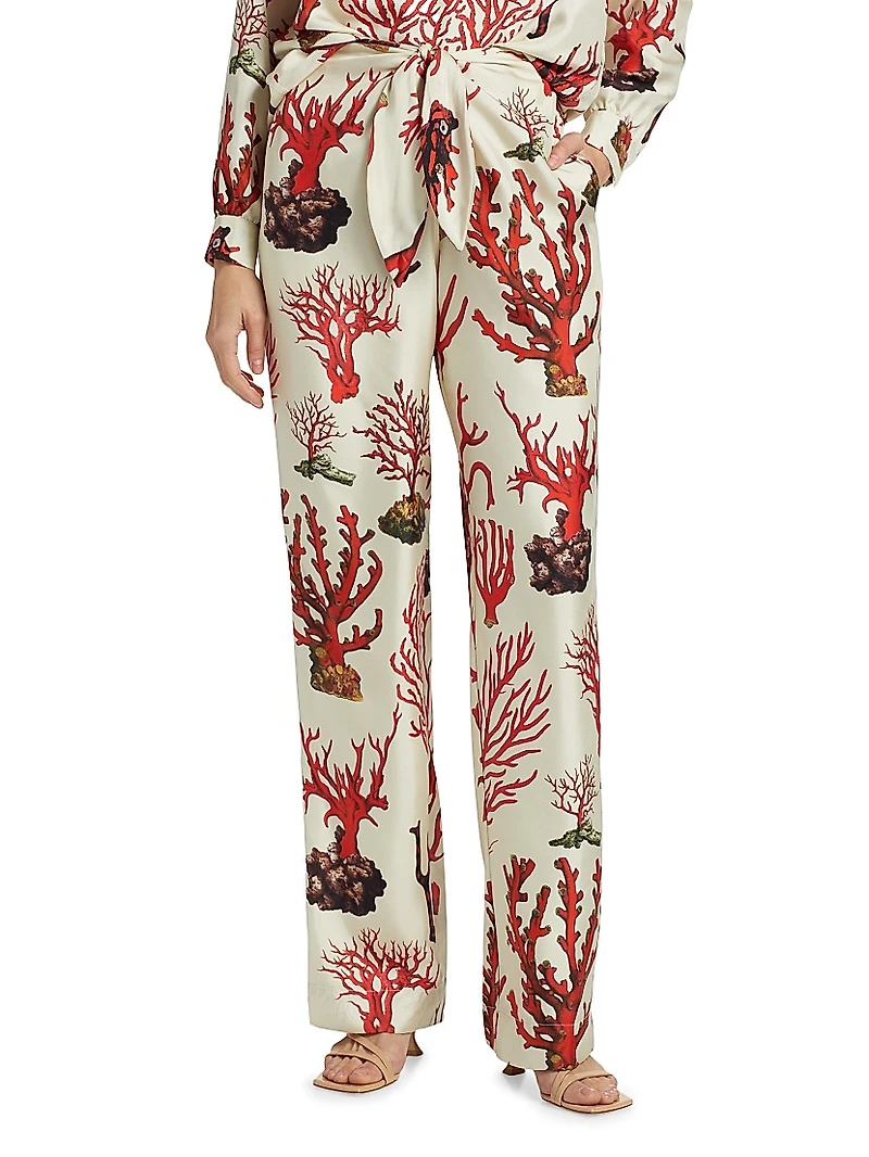 Venetian Coral Tie-Waist Pants