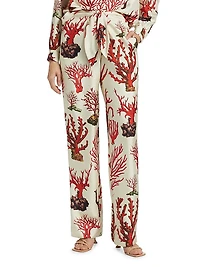 Venetian Coral Tie-Waist Pants