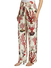 Venetian Coral Tie-Waist Pants