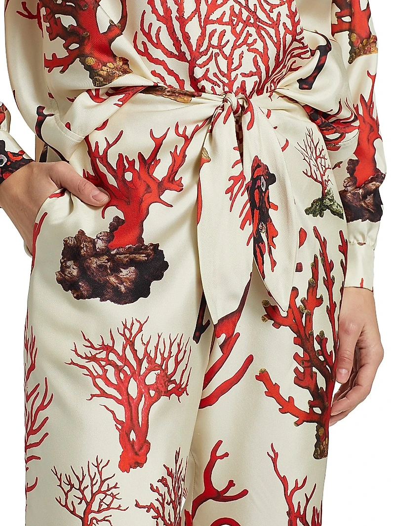 Venetian Coral Tie-Waist Pants