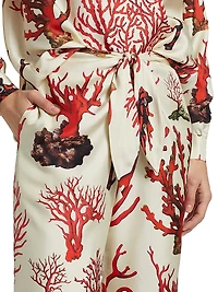 Venetian Coral Tie-Waist Pants