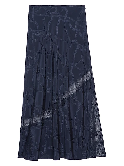 Jaylal Chaines Lace-Detail Midi-Skirt