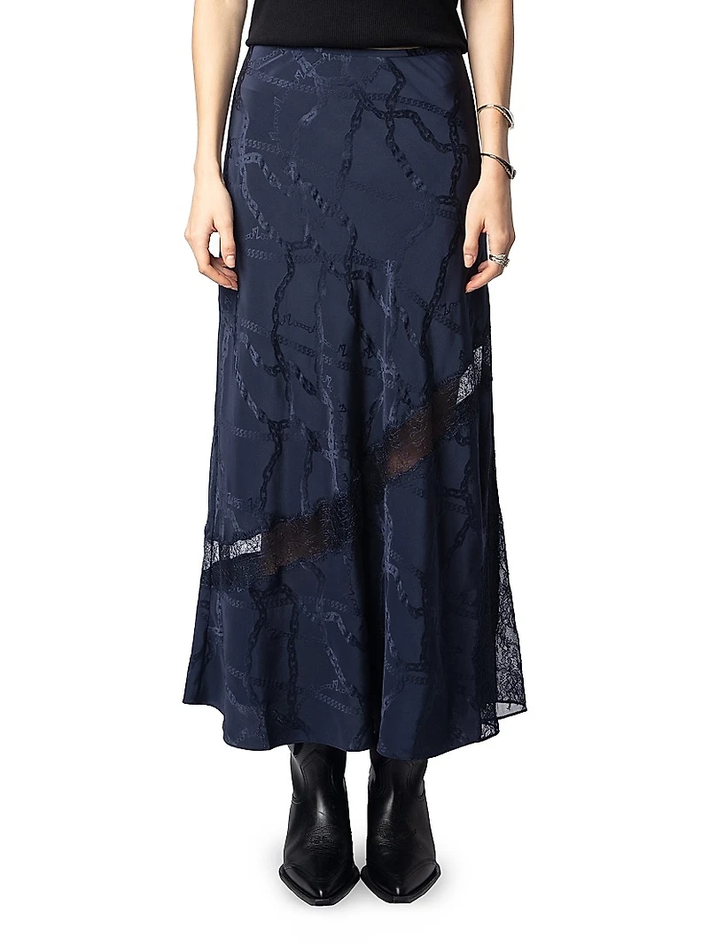 Jaylal Chaines Lace-Detail Midi-Skirt