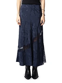 Jaylal Chaines Lace-Detail Midi-Skirt