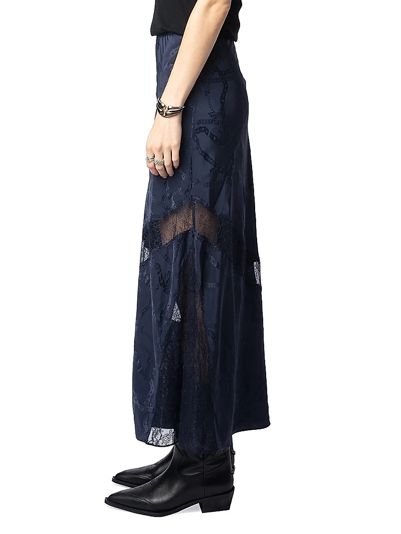 Jaylal Chaines Lace-Detail Midi-Skirt