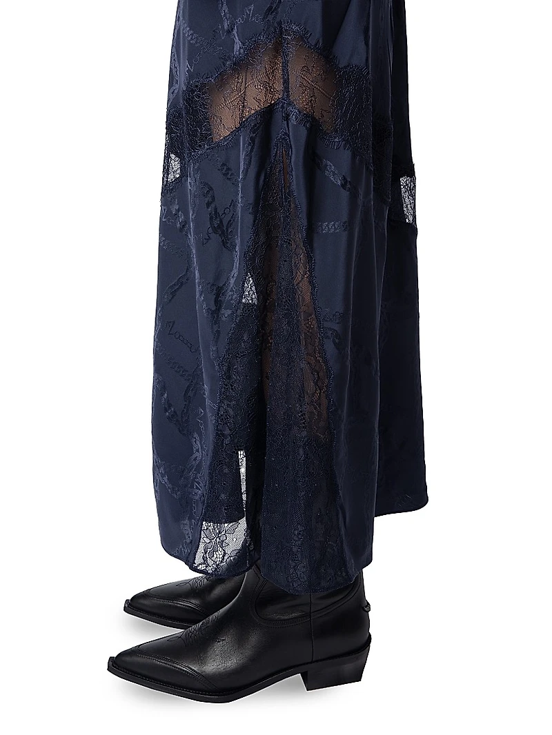 Jaylal Chaines Lace-Detail Midi-Skirt