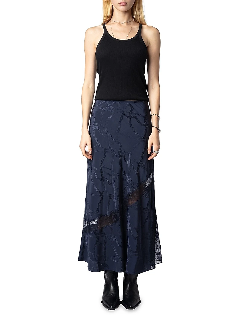 Jaylal Chaines Lace-Detail Midi-Skirt