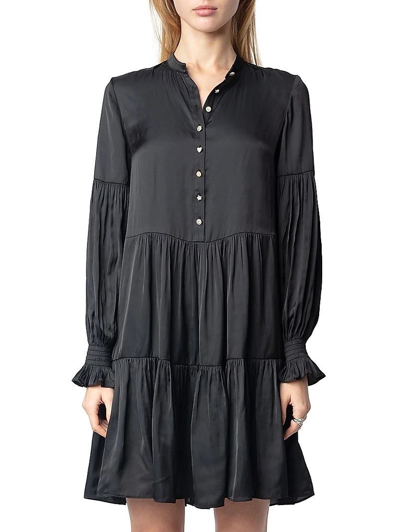 Randy Satin Tiered Minidress