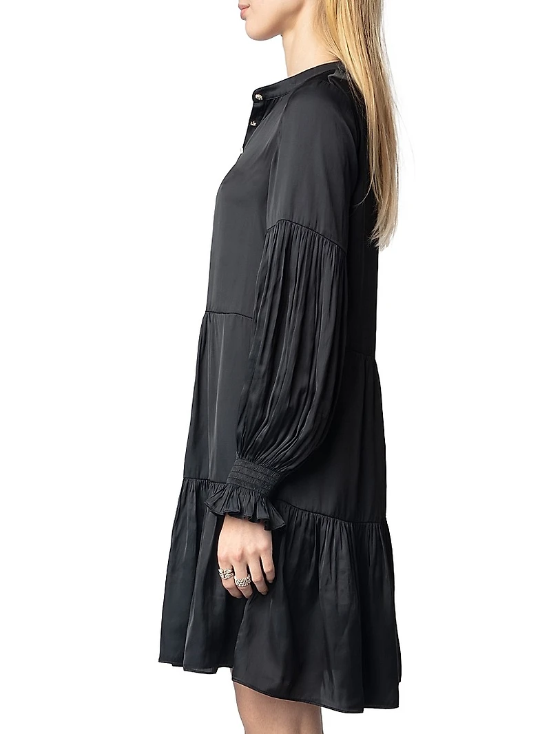 Randy Satin Tiered Minidress