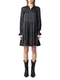 Randy Satin Tiered Minidress