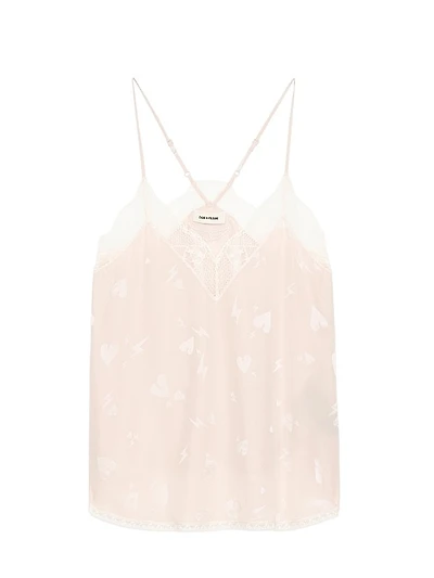 Christy Flash Heart Silk Camisole Top