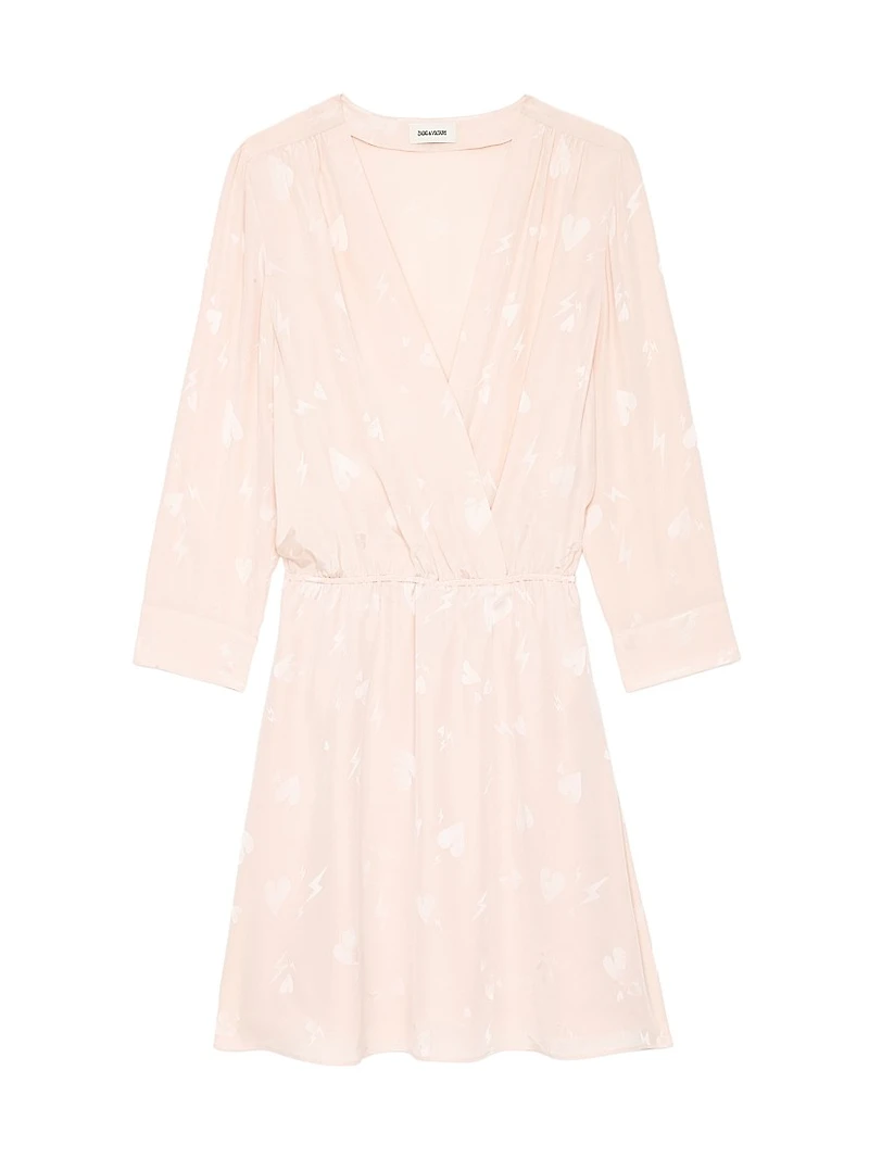 Rucas Flash Heart Jacquard Silk Minidress