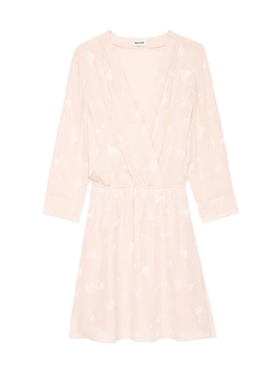 Rucas Flash Heart Jacquard Silk Minidress