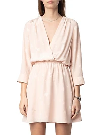 Rucas Flash Heart Jacquard Silk Minidress