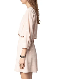 Rucas Flash Heart Jacquard Silk Minidress