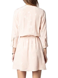 Rucas Flash Heart Jacquard Silk Minidress