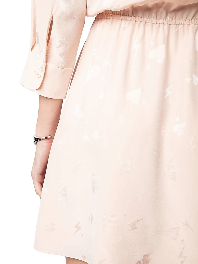 Rucas Flash Heart Jacquard Silk Minidress