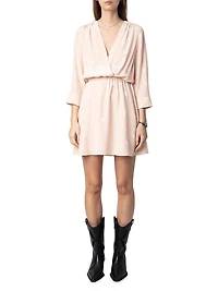 Rucas Flash Heart Jacquard Silk Minidress