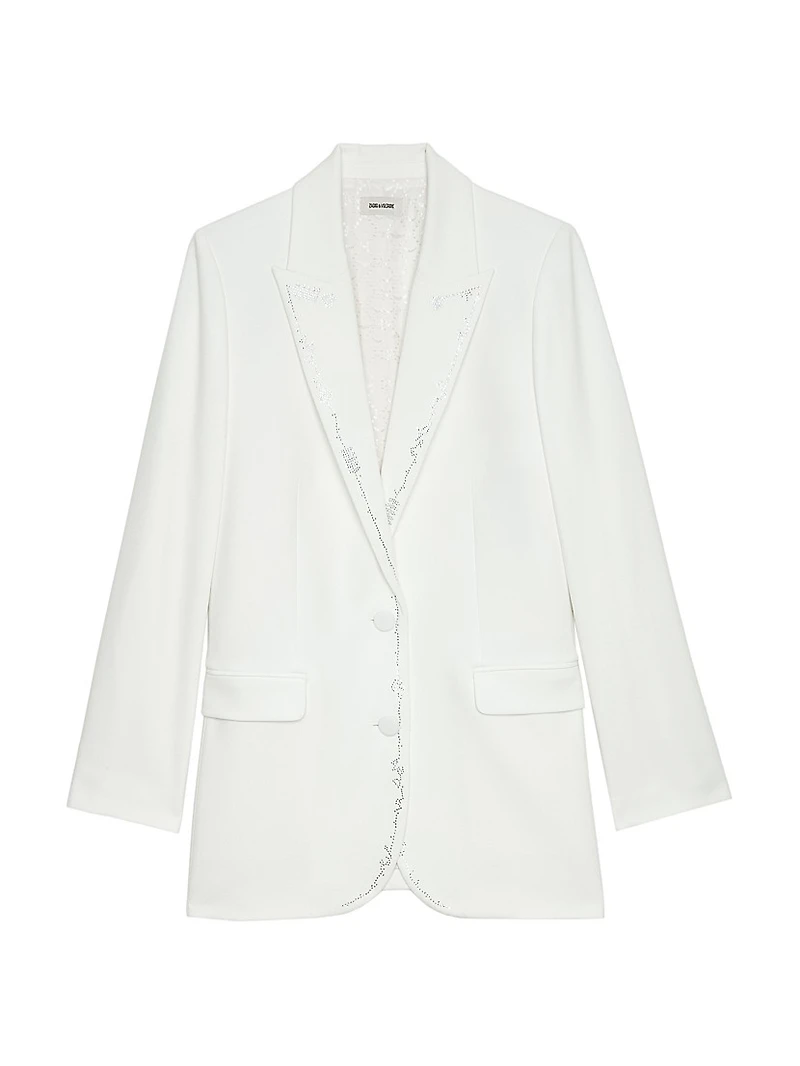 Viva Strass Embellished Peak Lapel Blazer
