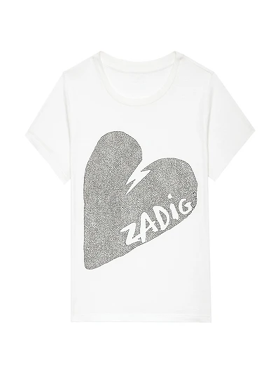 Alys Cotton Jersey Heart Strass T-Shirt