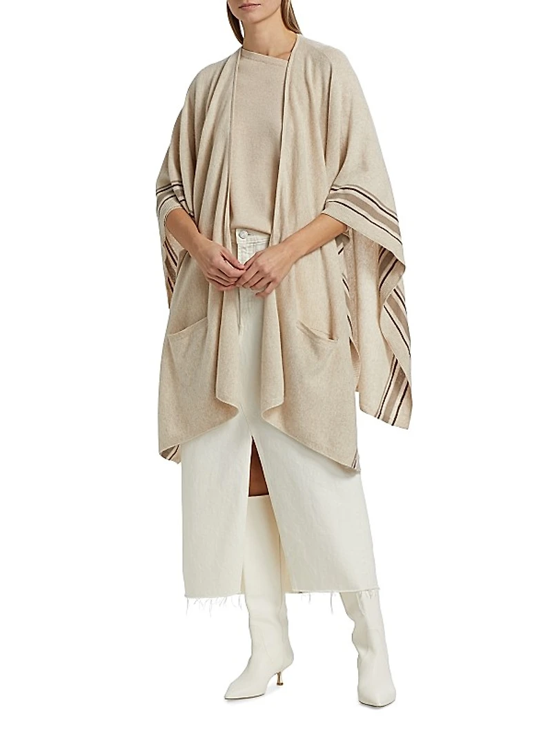 Striped Cashmere Knit Cape