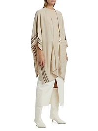 Striped Cashmere Knit Cape