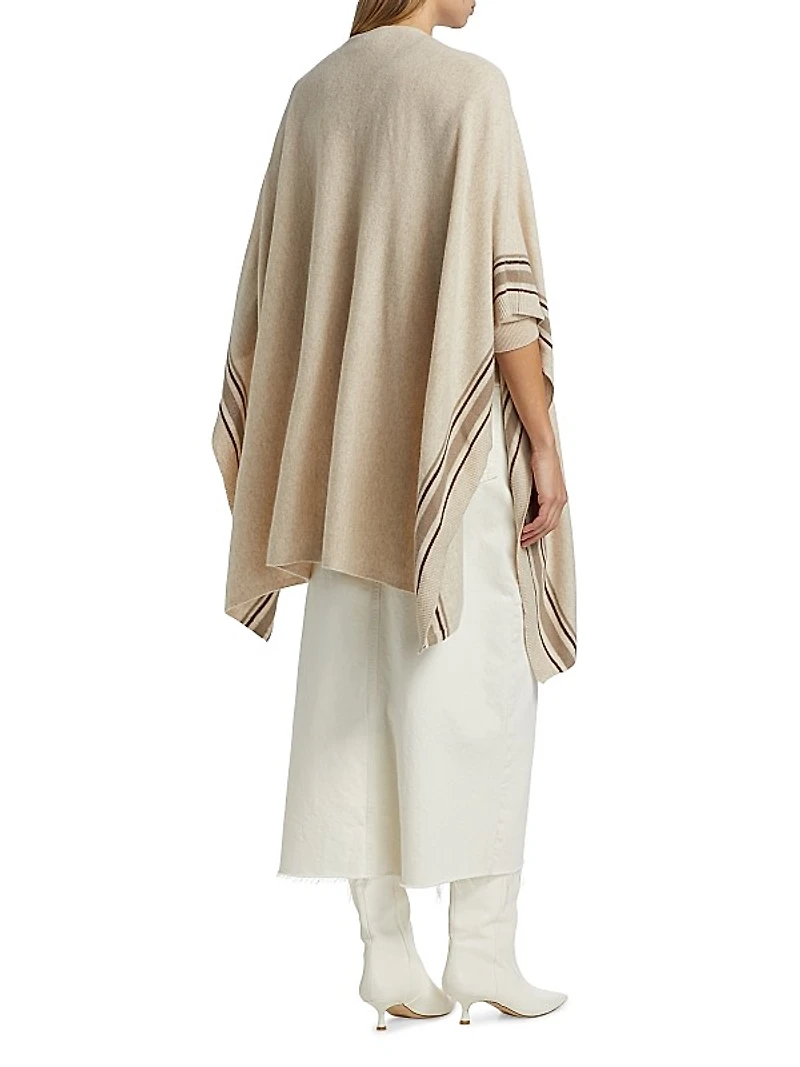 Striped Cashmere Knit Cape