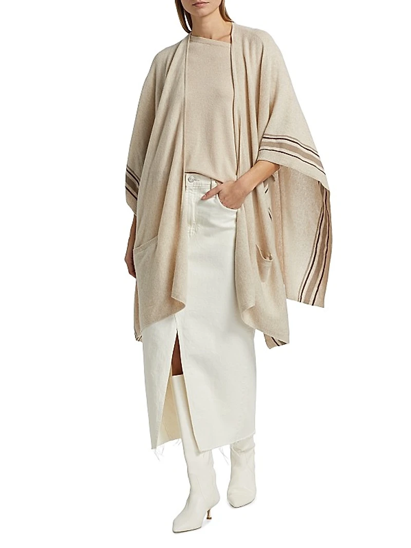 Striped Cashmere Knit Cape