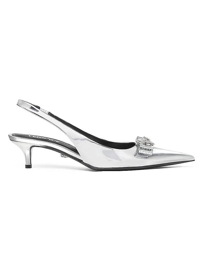 Metallic Leather Slingback Pumps