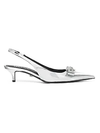 Metallic Leather Slingback Pumps