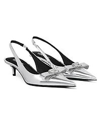 Metallic Leather Slingback Pumps