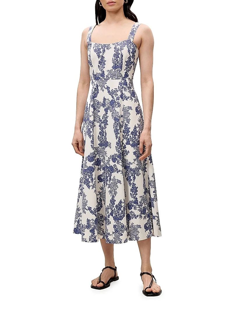 Lena Shine Toile Midi-Dress