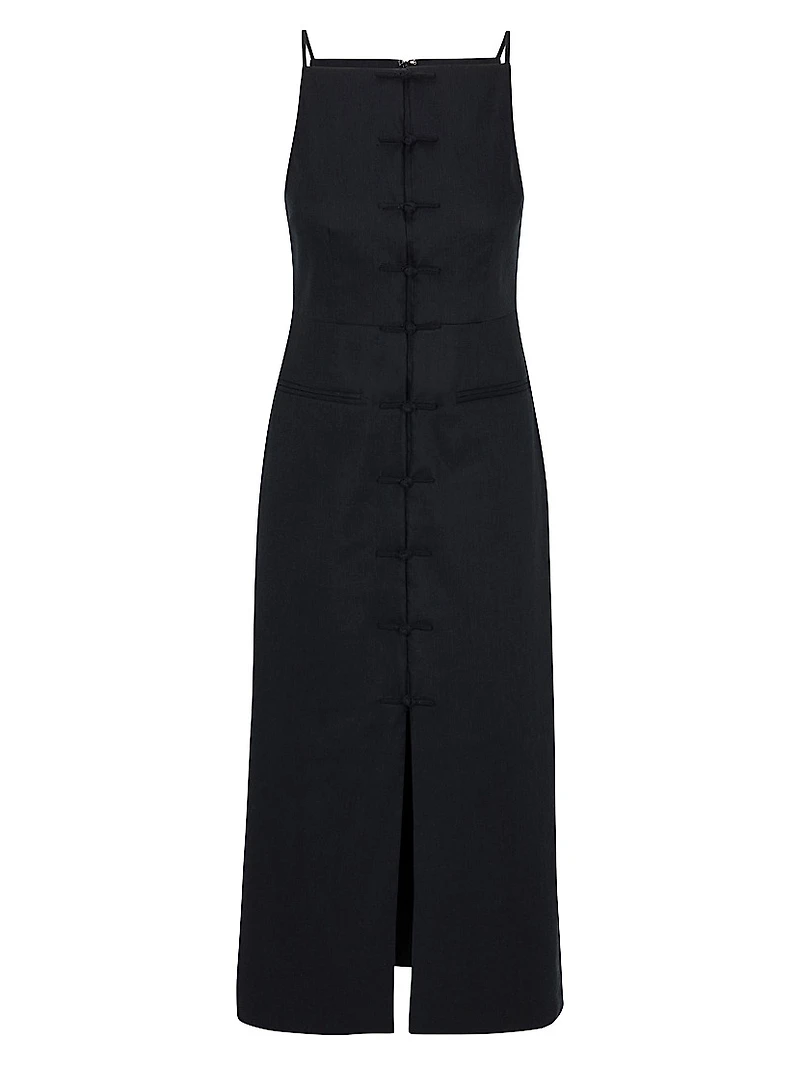 Beatrice Stretch Linen-Blend Midi-Dress