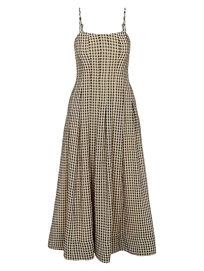 Aster Gingham Fit & Flare Midi-Dress