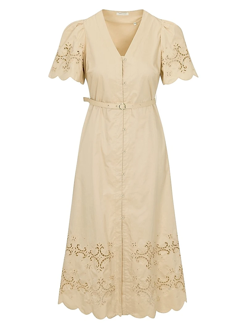 Raquel Embroidered Cotton Midi-Shirtdress