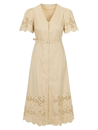 Raquel Embroidered Cotton Midi-Shirtdress